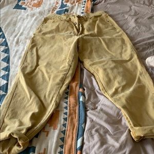 Pale yellow super high waisted jeans